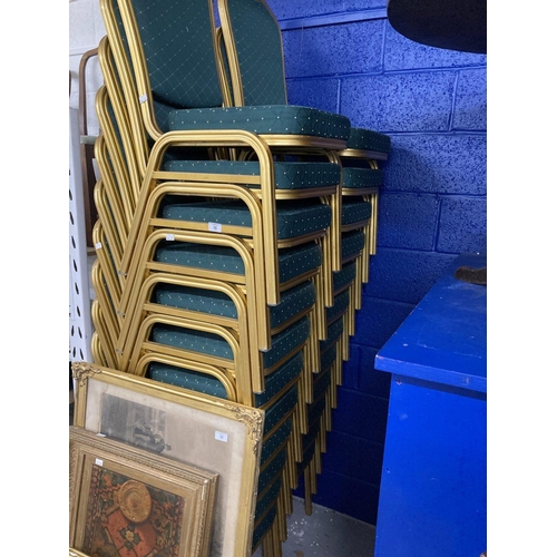 10 - Late 20th cent. Metal framed solid back, soft seat stacking chairs. Ideal for conference meetings, g... 