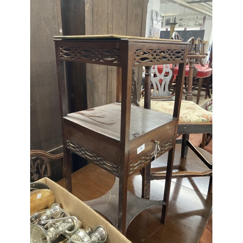 58 - 19th cent. Mahogany whatnot with pierced galleries and a single drawer.