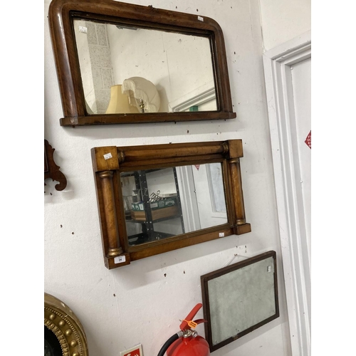 34 - Late 19th cent. Maple small overmantle mirror with half round columns 25½ins. x 16ins, an inlaid wal... 