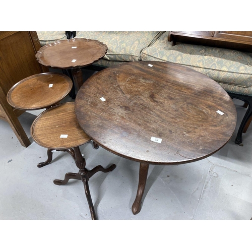 44 - 19th cent. Mahogany tables, tilt table converted to coffee table, turned support on tripod feet, plu... 