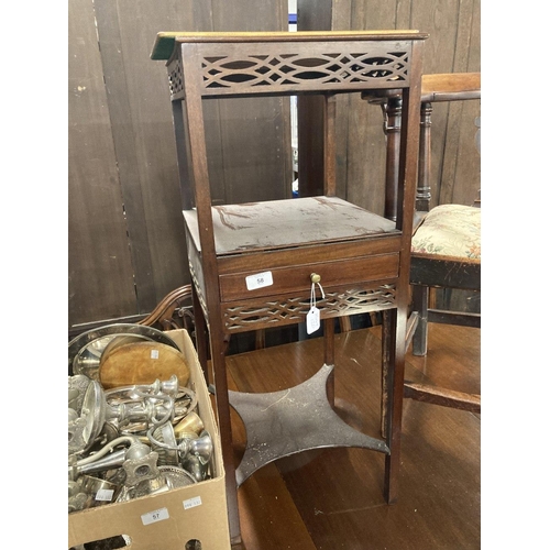 58 - 19th cent. Mahogany whatnot with pierced galleries and a single drawer.