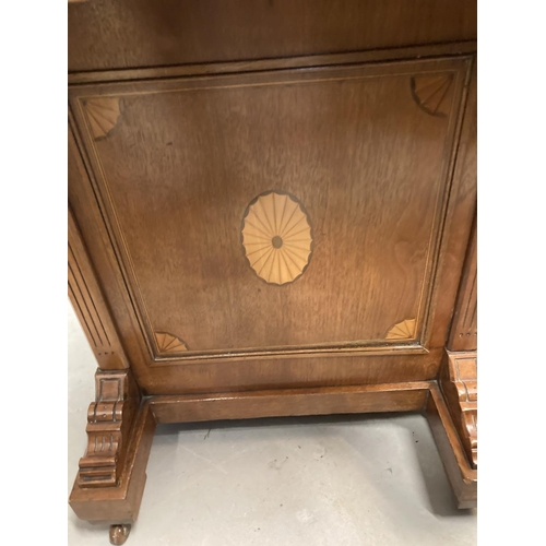 100 - Edwardian mahogany davenport with raised super structure, central mirror flanked by two small drawer... 