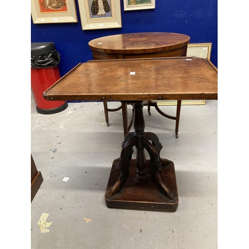 106 - Maritime: 19th cent. Teak topped side table on single column support and weighted base from a 19th c... 