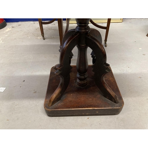 106 - Maritime: 19th cent. Teak topped side table on single column support and weighted base from a 19th c... 