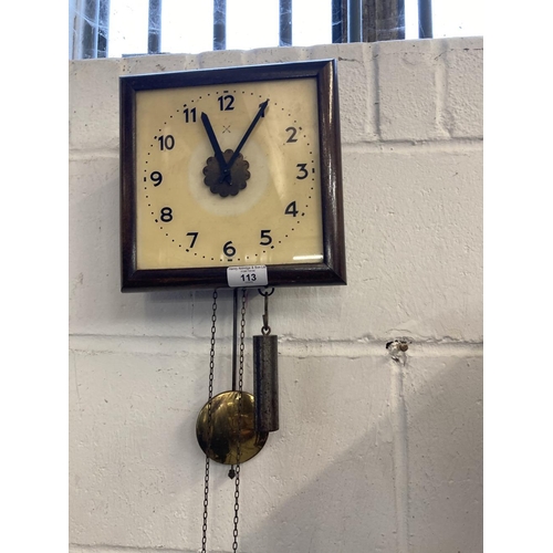 113 - Clocks: Early 20th cent. Regulator clock with glass face and Arabic numerals.