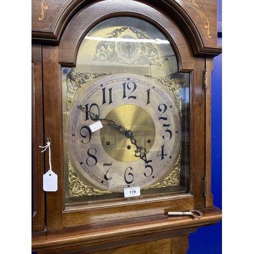 119 - Clocks: 20th cent. Longcase mahogany and inlaid case.