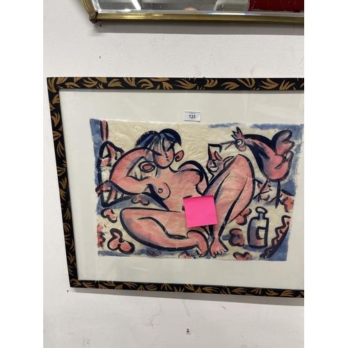 133 - Eddy Varekamp: 20th cent. Abstract nude, watercolour signed bottom left, framed and glazed. 19¾ins. ... 