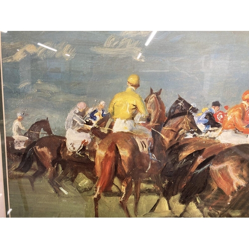 134 - Pictures & Prints: Alfred James Munnings (1878-1959) print, 'Sketch of a Start' Newmarket 1951, fram... 