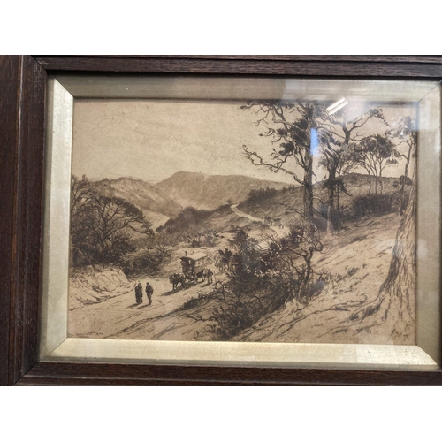 136 - Percy Robertson (1869-1934): Etching travellers on a path, framed and glazed. 9½ins. x 6½ins.