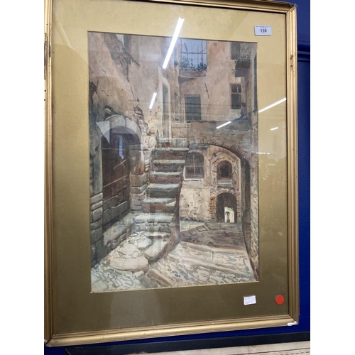 158 - Luigi Allavena (1875-1959): Watercolour courtyard scene Bordighera, signed lower right, framed and g... 