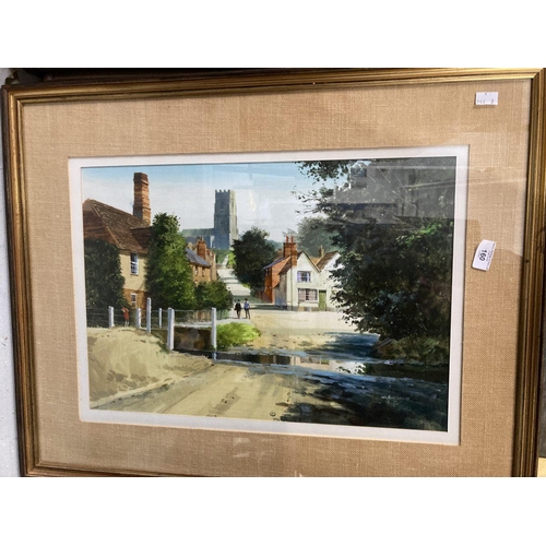 160 - John Haskins 1977 oil on board Kevsey Village Suffolk, signed bottom right and label on reverse, fra... 