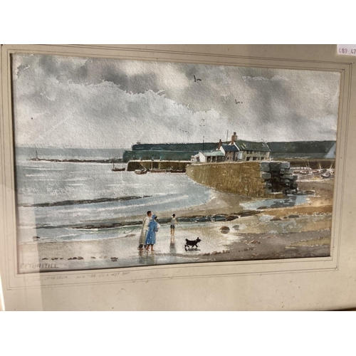 165 - W. D. Bush watercolour coastal scene, framed and glazed. 13¼ins. x 9ins. P. F. Tunstill beach scene.... 