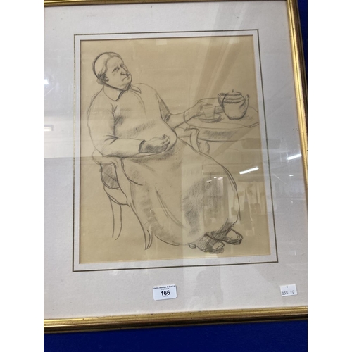 166 - Dorothy Hepworth (1898-1978): Pencil/paper 'Old Mrs Barnes' 1935. 12ins. x 15ins. Provenance Michae... 