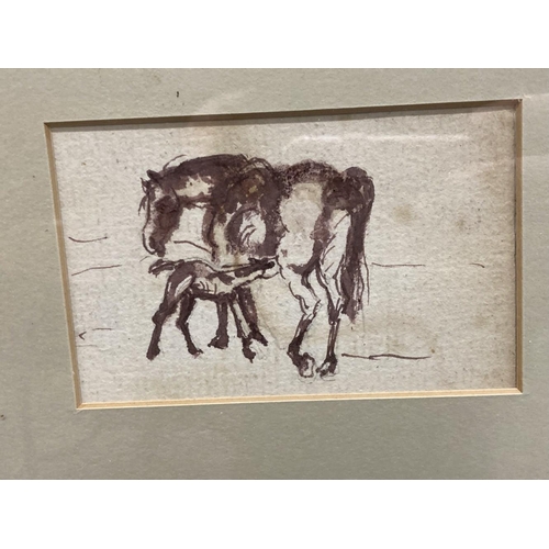 171 - Sawrey Gilpin R.A. (1733-1807): (Attributed) Horse and foal brown ink on paper, framed and glazed. 4... 