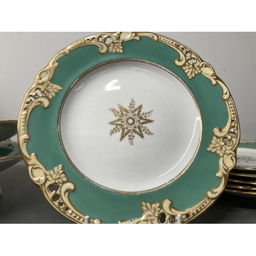 181 - 19th cent. Green ground gilt dessert service, some damage.