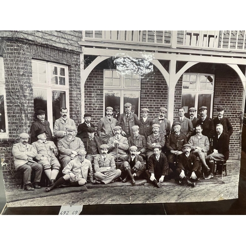 194 - Golf: Unusual 14ins.  x 9ins. photo of group of golfers c1905 including James Braid, laid done to ca... 