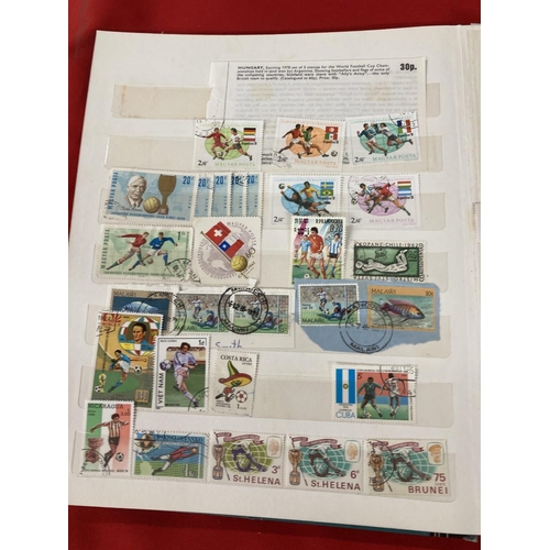 216 - Stamps: World Cup themed, stockbook hundreds of mainly mint World stamps featuring World Cup themes ... 