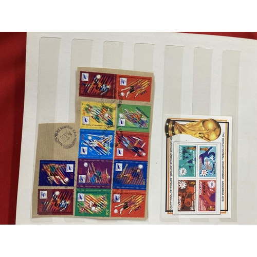 216 - Stamps: World Cup themed, stockbook hundreds of mainly mint World stamps featuring World Cup themes ... 