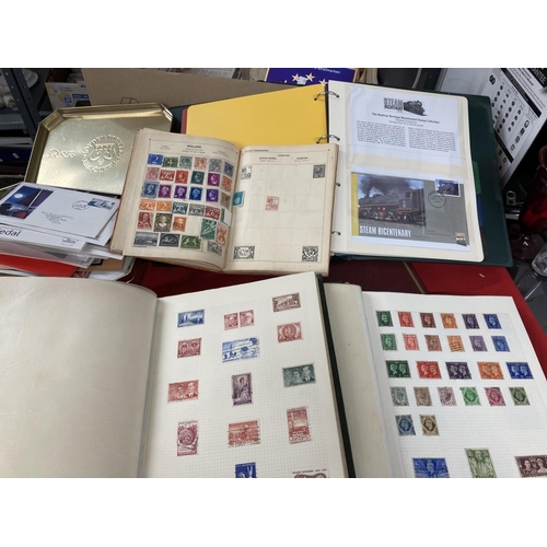 218 - Stamps: GB and World, one album of mainly unused GB stamps 1970s, 2 x Oxford Stamp Album World stamp... 