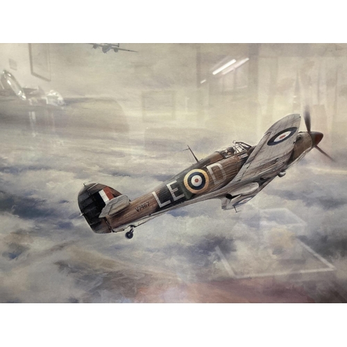 232 - Aviation Prints: First of Many by Robert Taylor signed by RAF Ace Douglas Bader, framed and glazed. ... 