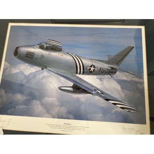 233 - Aviation Prints: The Hunter F86A signed by Adrian Gjertsen 17ins. x 12ins, Duel Below Zero Gunter Ra... 