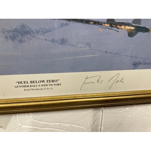 233 - Aviation Prints: The Hunter F86A signed by Adrian Gjertsen 17ins. x 12ins, Duel Below Zero Gunter Ra... 