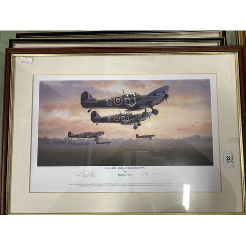 234 - Aviation Prints: A collection of mixed prints including signed examples First Light Battle of Britai... 