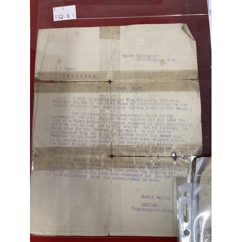 236 - WWI/Royal Navy: Rare pair of documents obtained by Able Seaman John Johnson who served onboard H.M.S... 