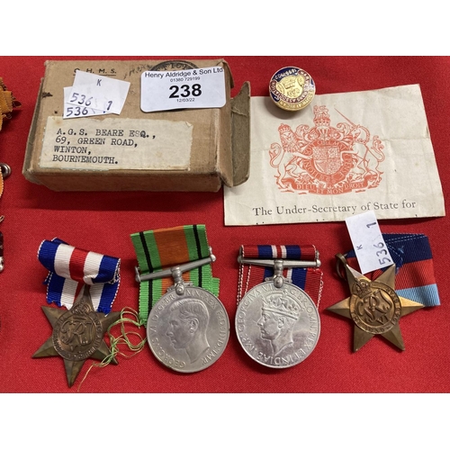 238 - Medals & Awards: Father and son groups includes Queen's South Africa medal with five bars for Cape C... 