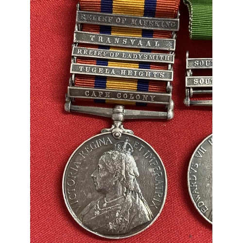 238 - Medals & Awards: Father and son groups includes Queen's South Africa medal with five bars for Cape C... 