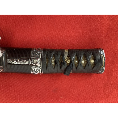 242 - Militaria/Edged Weapons: Japanese Tanto dagger, cord wrapped grip, ribbed lacquered Saya, single men... 