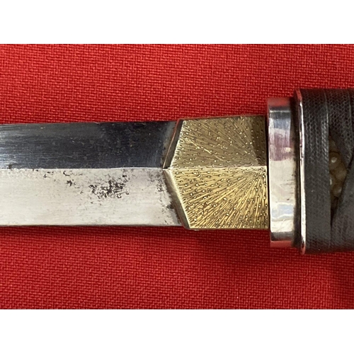 242 - Militaria/Edged Weapons: Japanese Tanto dagger, cord wrapped grip, ribbed lacquered Saya, single men... 