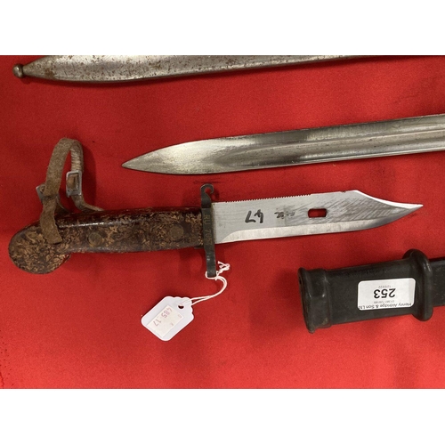 253 - Militaria/Edged Weapons: AK47 bayonet type I marked 7857 13ins, and a Czechoslovakian Mauser bayonet... 