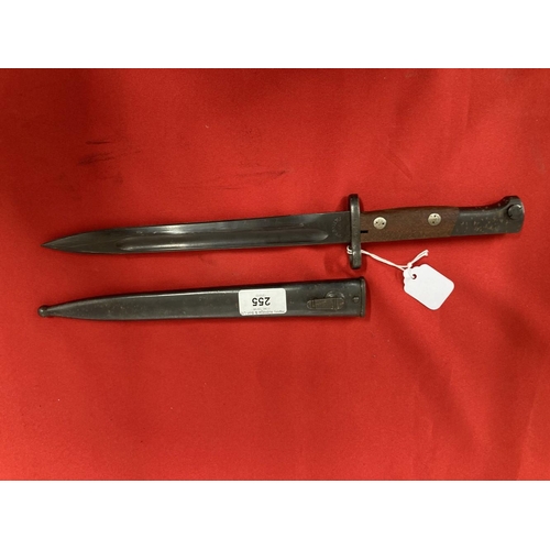 255 - Militaria/Edged Weapons: Yugoslavian M1948 Mauser bayonet and matching scabbard. 15¾ins.