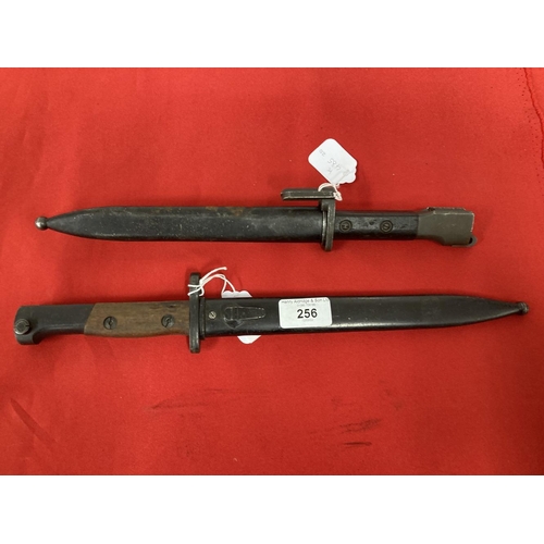 256 - Militaria/Edged Weapons: Belgian wooden grip FN. FAL type A bayonet and scabbard 13¾ins, and Belgian... 