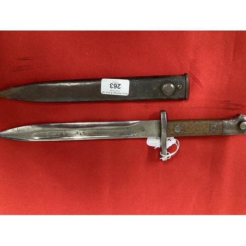 263 - Militaria/Edged Weapons: German Export Mauser 1884/K98 III bayonet and scabbard. 15¾ins.