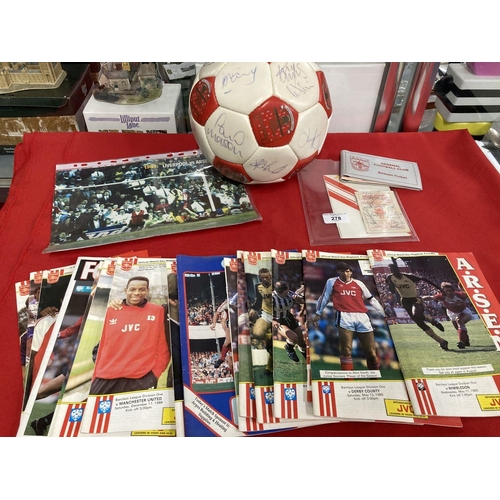 278 - Football: Collection of Arsenal memorabilia to include Barclays League Champions 1988-89 ball, progr... 