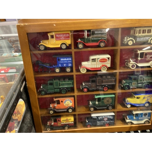 305 - Toys: Diecast vehicles Six wooden wall hung display cabinets containing eighty six loose Lledro Days... 