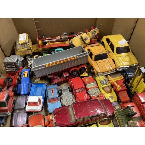 309 - Toys: Diecast collection of playworn vehicles including Dinky, Matchbox, Tonka, Lesney tractors, Maj... 