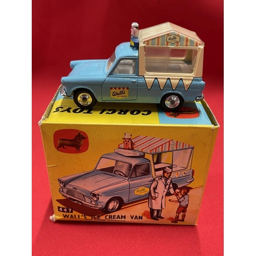 322 - Toys: Diecast Corgi 1965/66 No. 447 Walls Ice Cream Van on Ford Thames, no salesman, boy, spare tran... 