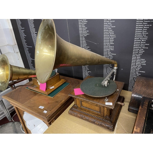 335 - Mechanical Music Property of Local Collector. Gramophones: Early 20th cent. GNT wooden cased gramoph... 