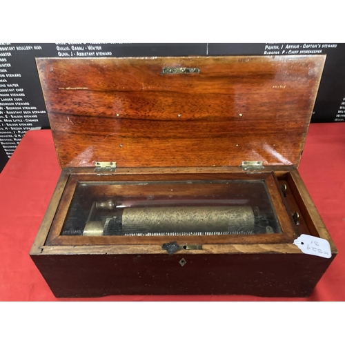 345 - Mechanical Music: Cylinder 8¼ins music box mahogany cased movement, base stamped S.W. 26736. 16ins. ... 