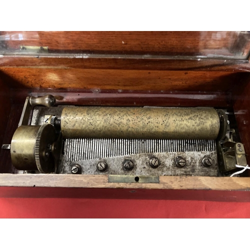 345 - Mechanical Music: Cylinder 8¼ins music box mahogany cased movement, base stamped S.W. 26736. 16ins. ... 