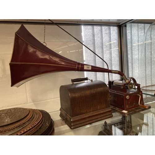 348 - Mechanical Music Property of Local Collector. Phonographs: Thomas Edison Red 'Gem' Phonograph with o... 