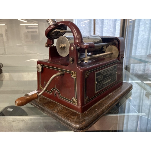 348 - Mechanical Music Property of Local Collector. Phonographs: Thomas Edison Red 'Gem' Phonograph with o... 