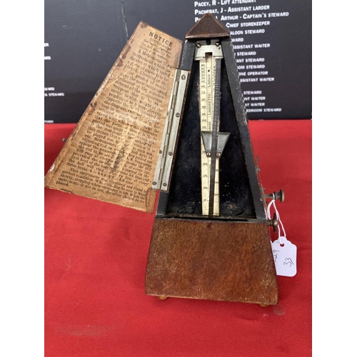 349 - Scientific Instruments: Swiss mahogany cased metronome.