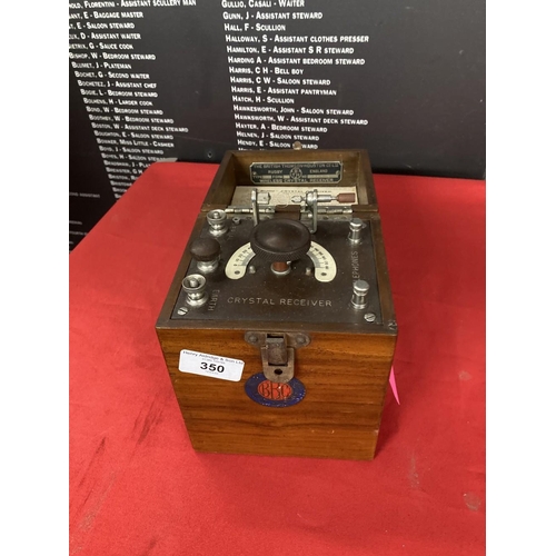 350 - Scientific Equipment: Mid 20th cent. BBC BTH Crystal radio set in treen box.