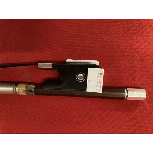 352 - Cello/viola bow stamped Claude Marchand with white metal mounted ebony frog inlaid with Parisian eye... 