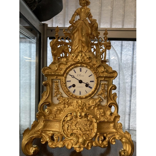 360 - Clocks: 19th cent. Ormolu clock & dome with music box in base : an 8 day ormulu and white marble 8 d... 