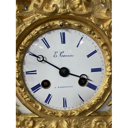 360 - Clocks: 19th cent. Ormolu clock & dome with music box in base : an 8 day ormulu and white marble 8 d... 